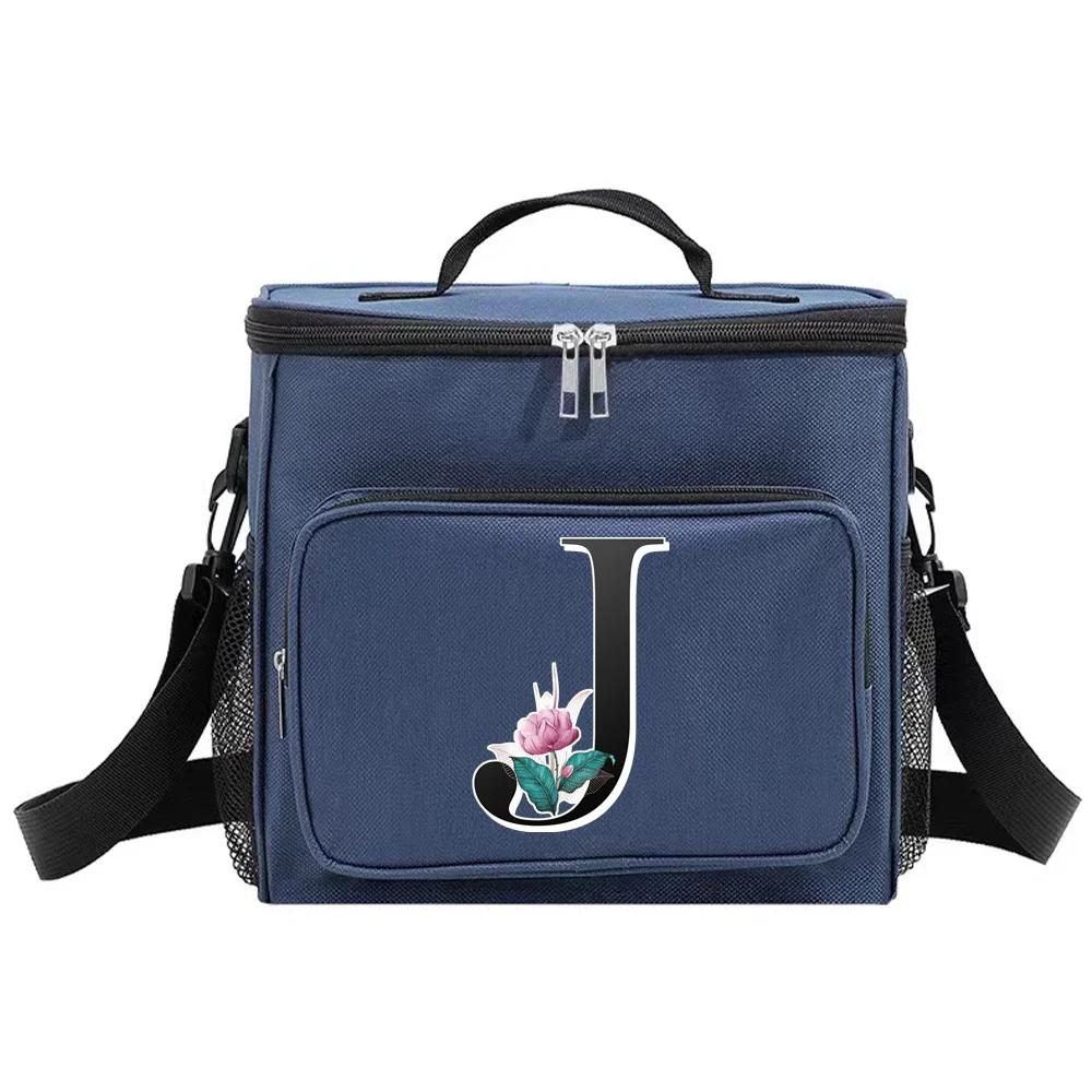Insulated Lunch Bags Cooler Box Thermal Organizer Handbag for Student Waterproof Camping Storage Boxes Whitemarble Pattern