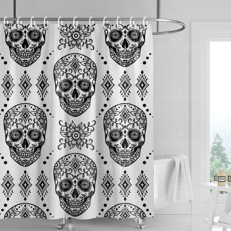Home shower curtains bathroom Decora waterproof fabric non-slip bathmat water absorption curtain Modern nordic geometric boho
