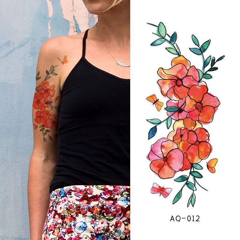 Tatuaje temporal a prueba de agua para mujer, pegatina Sexy de mariposa oscura, tatuaje Flash de cintura trasera para mujer de la India, tatuajes falsos realistas para arte corporal para chica