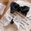 Korean polka dot three-layer mesh smart bow ponytail clip half tie hair back head shark clip clip hair jewelry