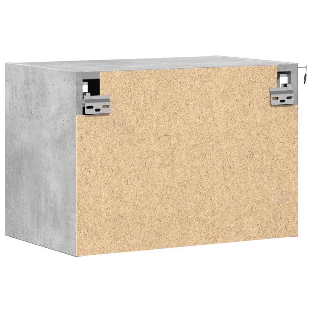 Wall Mounted Nightstand with LED Lights Concrete Grey