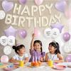 Lausatek Birthday Balloon Decoration Set Balloons Garland 'HAPPY BIRTHDAY' Letters Heart Star Clear Dot Decorations Kids Boys Girls Muted White Purple