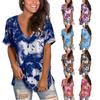 Damenmode Plus Size Farbverlauf V-Ausschnitt Kurzarm T-Shirt Tops Bluse