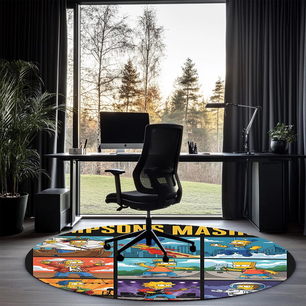 THE SIMPSONS Printed Round Rug Carpet Chair Rug Area Rug Entryway Doormats,for Office Chair Living Room Bedroom Kitchen Room.