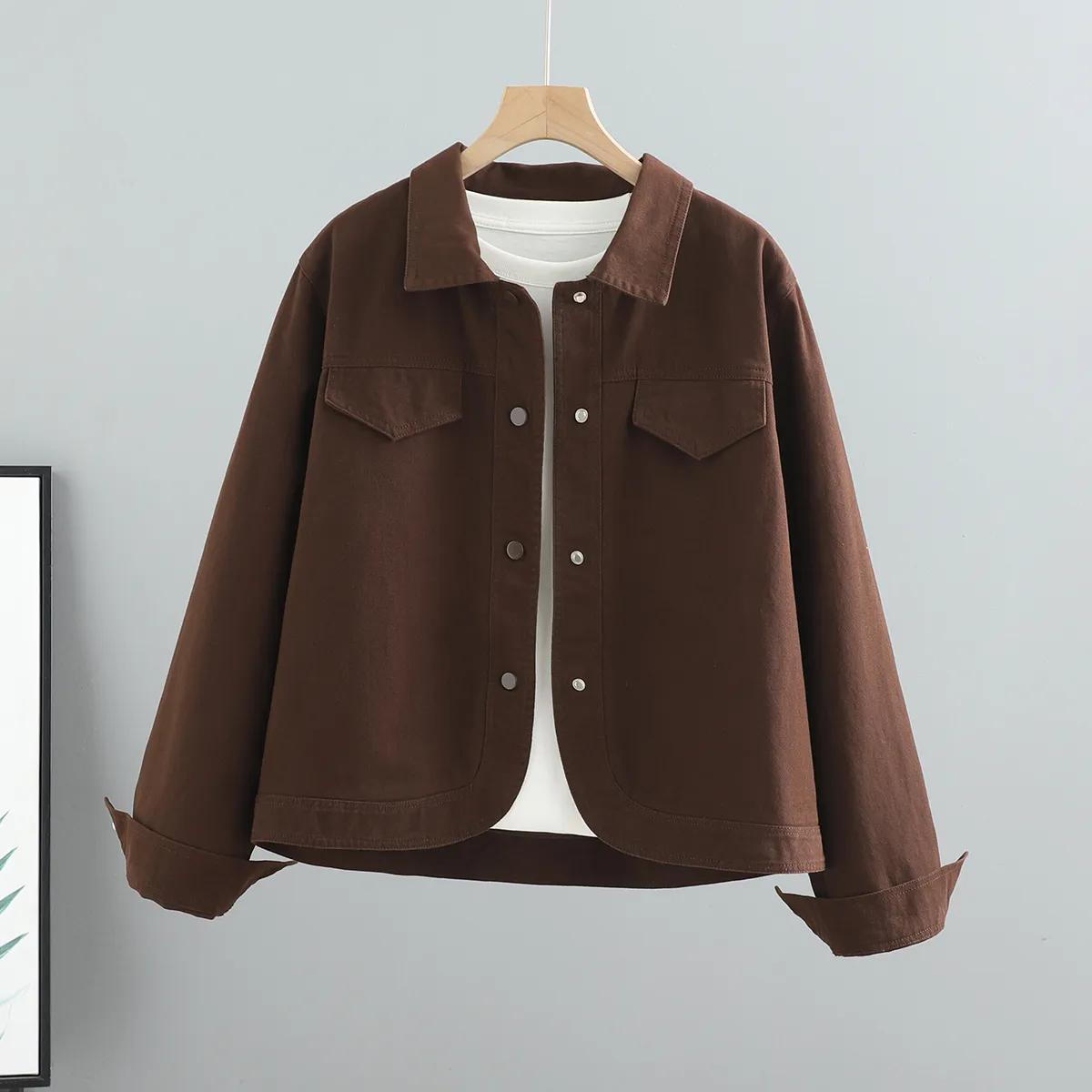 

Женская весенне-осенняя короткая куртка в стиле ретро, универсальная повседневная куртка с лацканами на пуговицах S