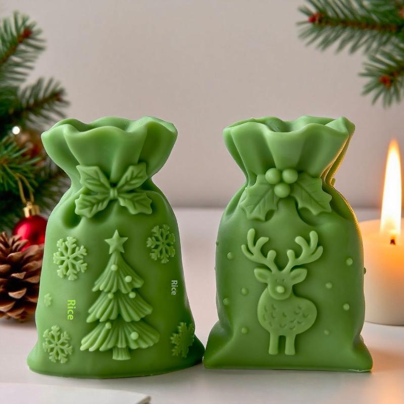 Christmas Gift Bag Candle Silicone Mold Diy Xmas Decor Handmade Aroma Wax Craft Mold Holiday Home Decoration