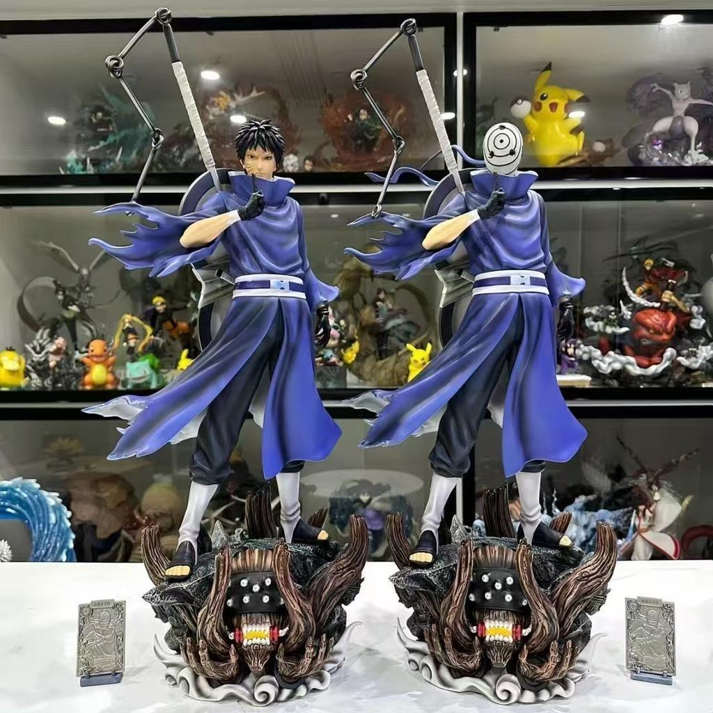 New Product Naruto Figurine Standing Posture Giant Wave Uchiha Dual Head Anime Model Desktop Ornament Ornament Gift