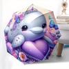 Dolphin Princess Automatic Folding Umbrella  Simple 8 Rib Design, Bright Cartoon Pattern, Durable Iron Frame, Suitable For Travel, Outdoor,