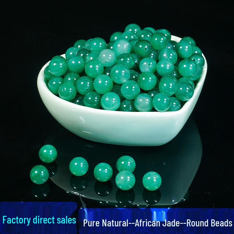 Natural African Green Gemstone Round Beads for Bracelets and DIY Jewelry Accessories