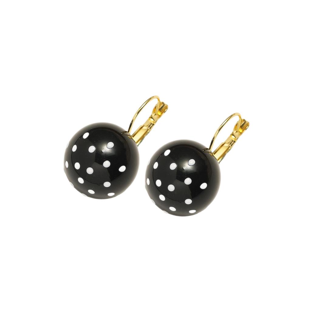 Retro Schwarz-Weiß Polka Dot Kugelkopf-Ohrstecker für Damen - Leichte Luxus High-End Ohrstecker