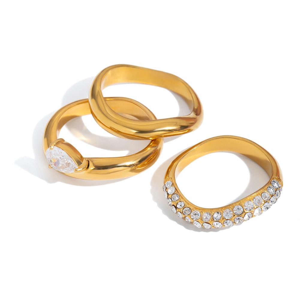 Zircon Ring, Titanium Steel Jewelry, Stainless Steel Small Sugar-shaped Zircon Ring
