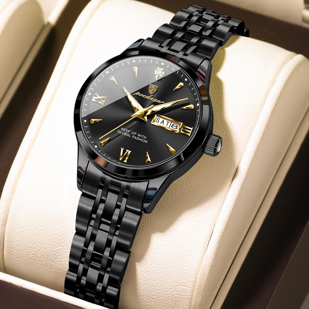 504 Luxury Alloy Case Stainless Steel Strap Waterproof Luminous Lady Watch