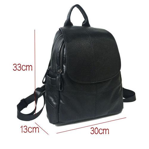Leather Backpack Black First Layer Cowhide Women'S Bag Double Zipper Mezzanine Design Casual Versatile Backpack
