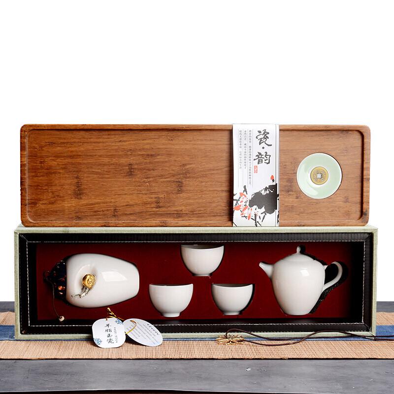 Gold-Inlaid Jade Porcelain Tea Set