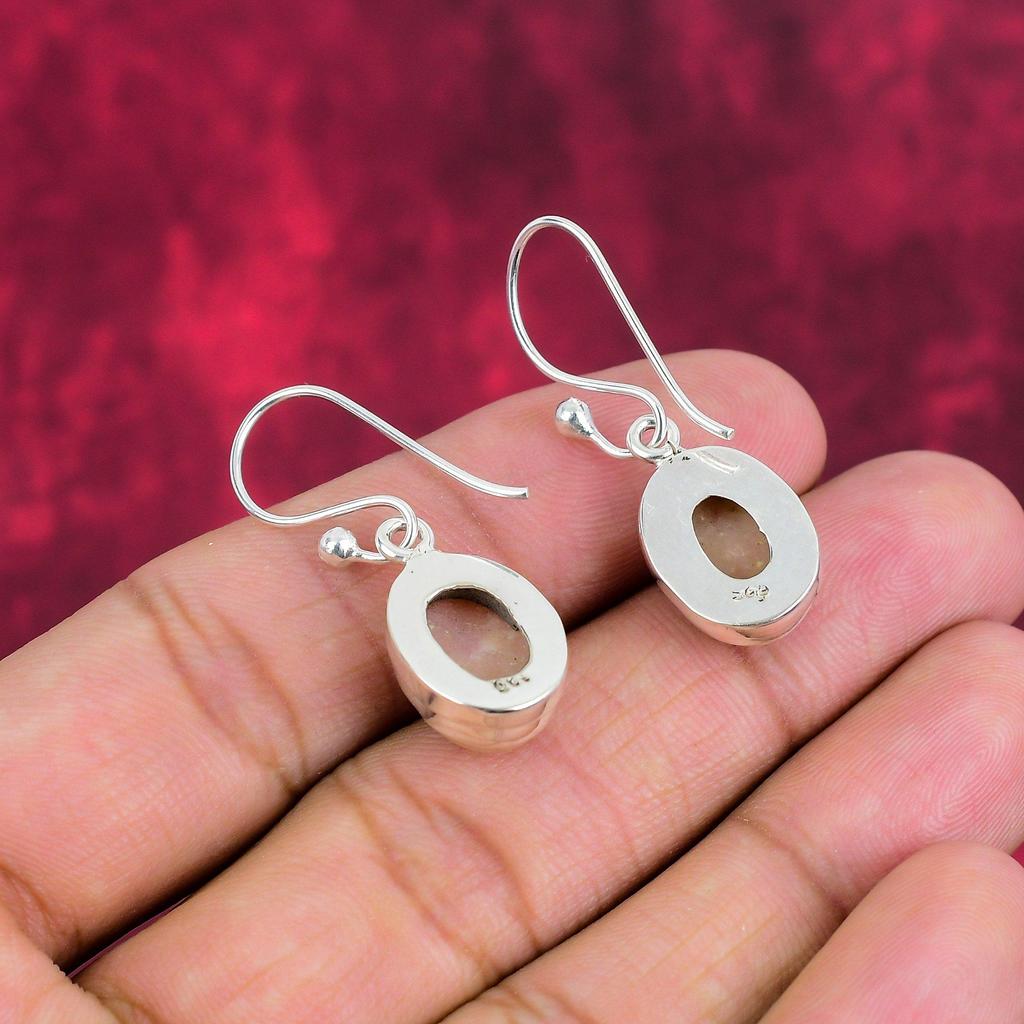 Rosa Opal Handgemachte Edelstein Ohrringe, 925 Sterling Silber Ohrringe Unikat Design Schmuck, Für Frauen