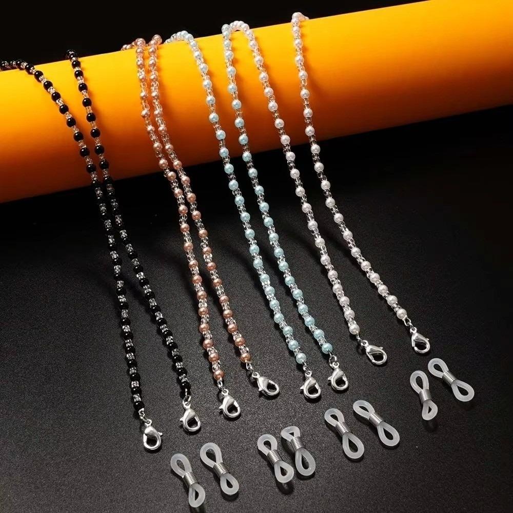 Necklace Style Crystal Beads Eyeglass Holder Beaded Cord Holder Mask Lanyard Nonslip Anti Drop Eyeglass Chain Eye Accessories