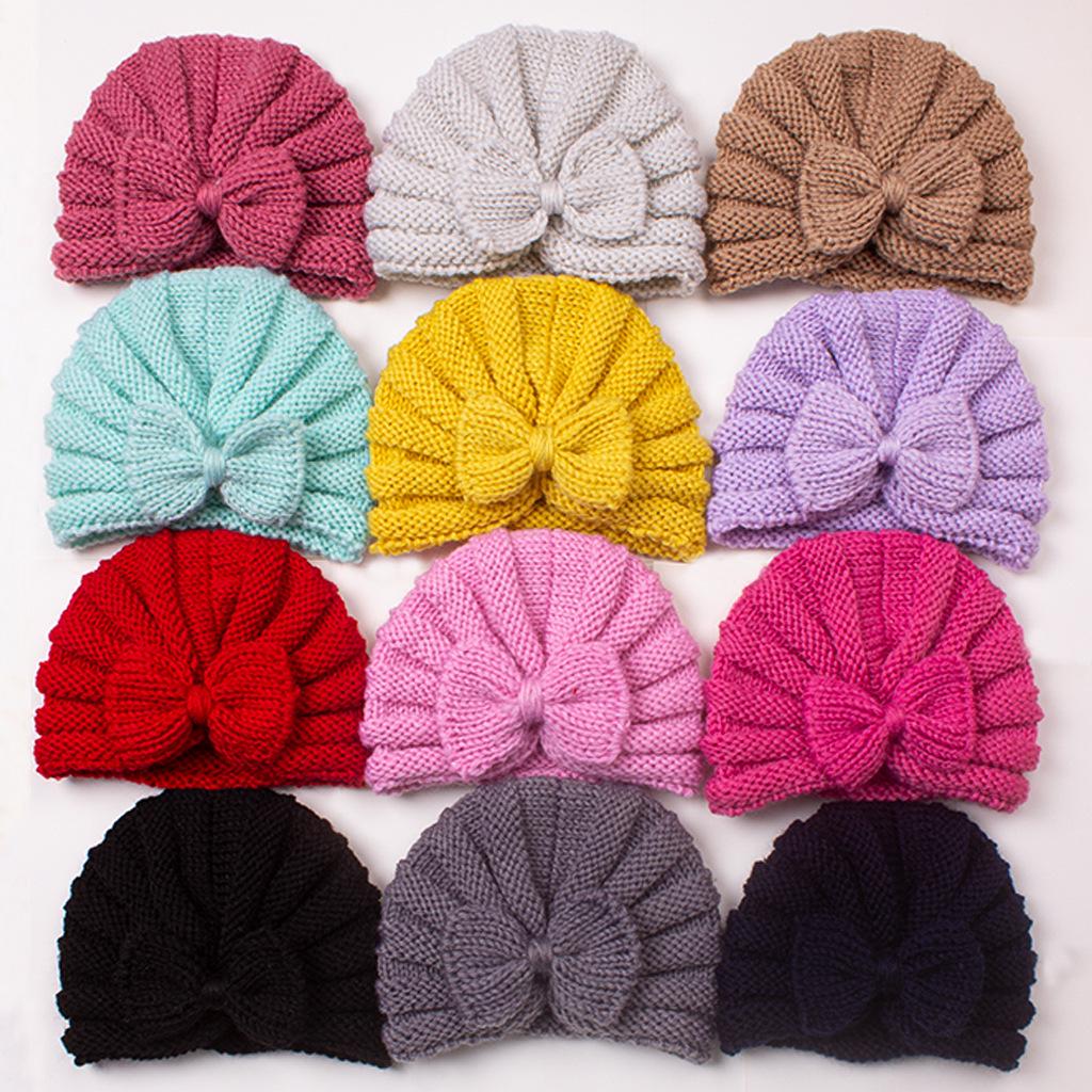 New Autumn/Winter Baby Bow Knitted Wool Hat - European and American Style