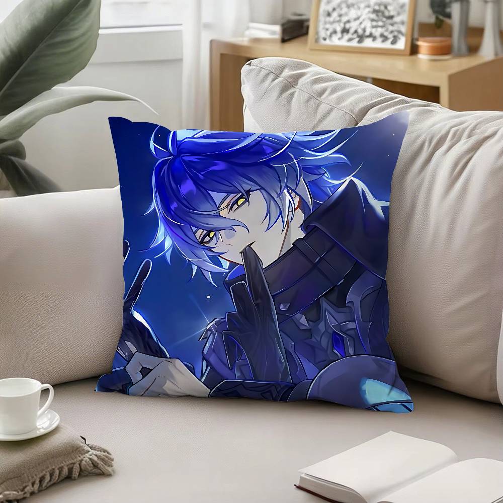 Cute Funny Genshin Impact Flins Throw Pillow Covers Pattern Cushion Cover Suitable For Sofa Bedroom Car Pillow Cover