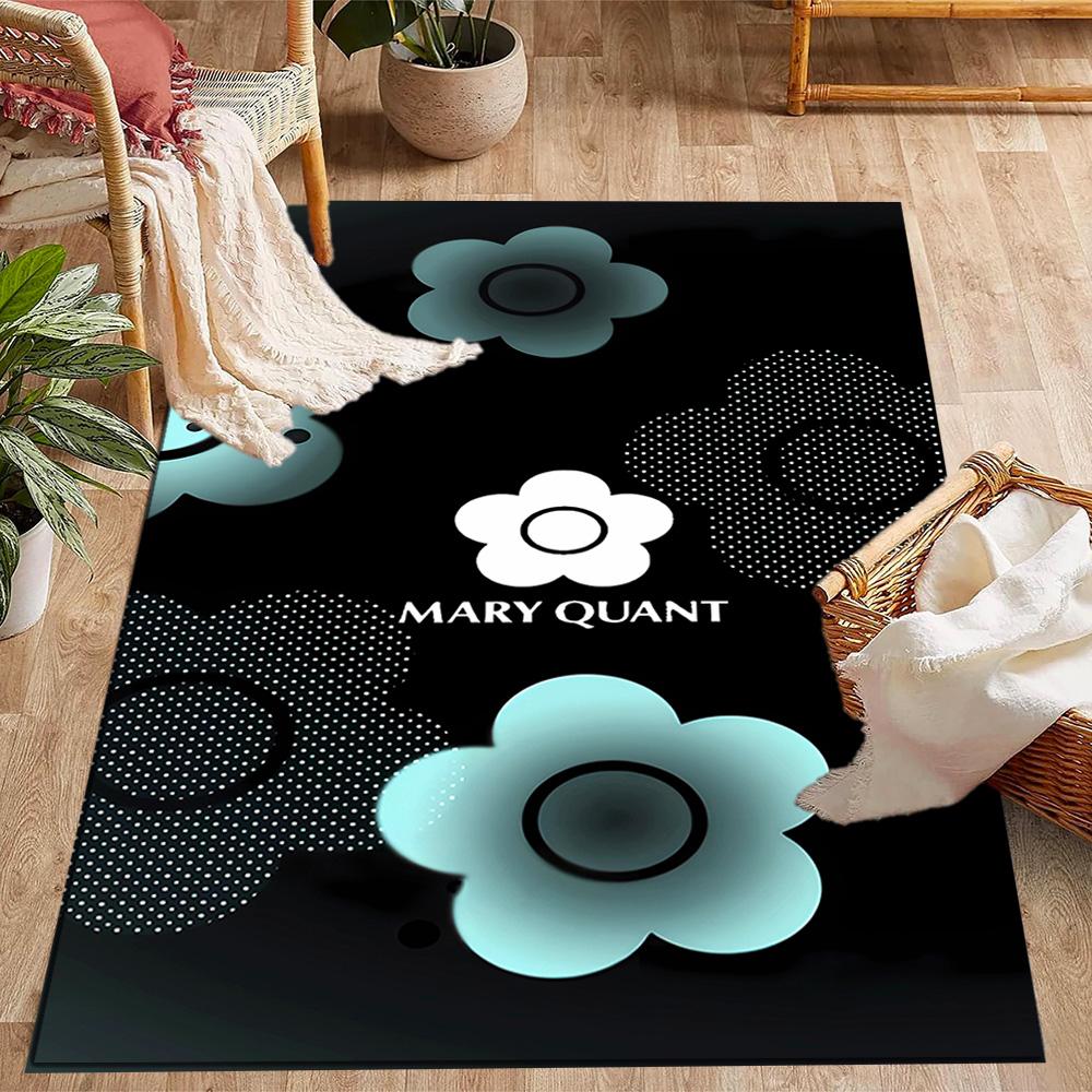 Mary Quant logo Themed Anti-Slip Rugs - Polyester Home Decor, Suitable for Bedrooms, Living Rooms, Doorways, Studios, and Decorations
