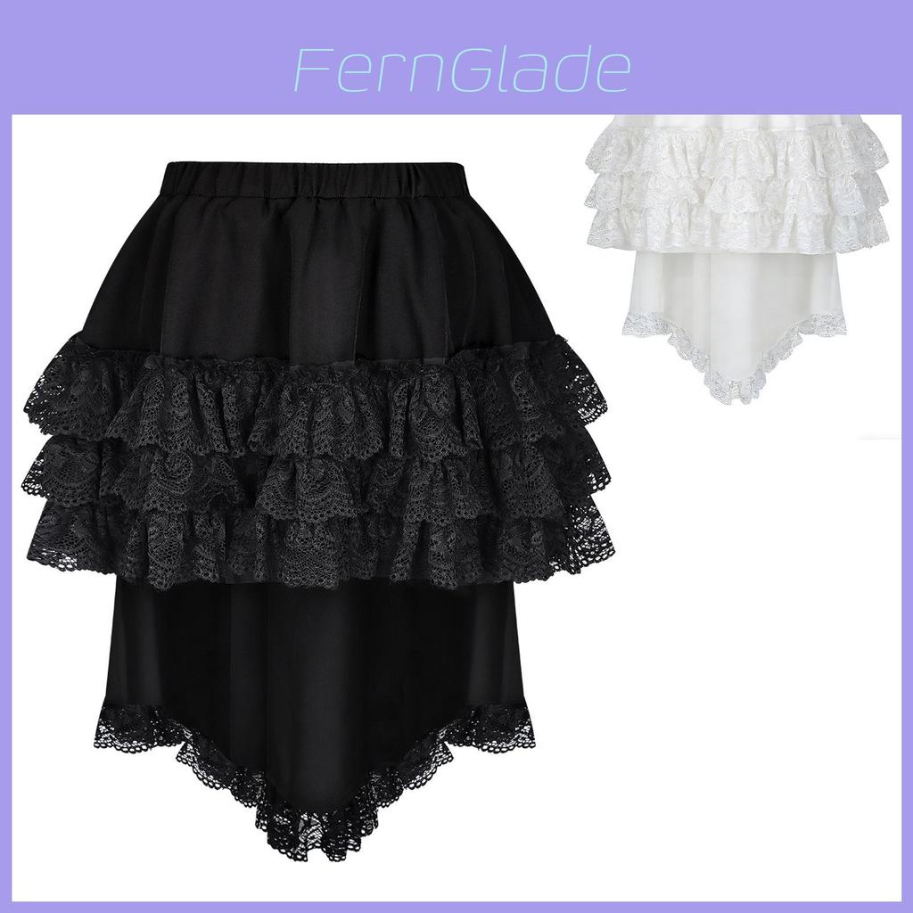Gothic Punk Skirt With Lace Hem For Alternative Fashion And Daily Wear