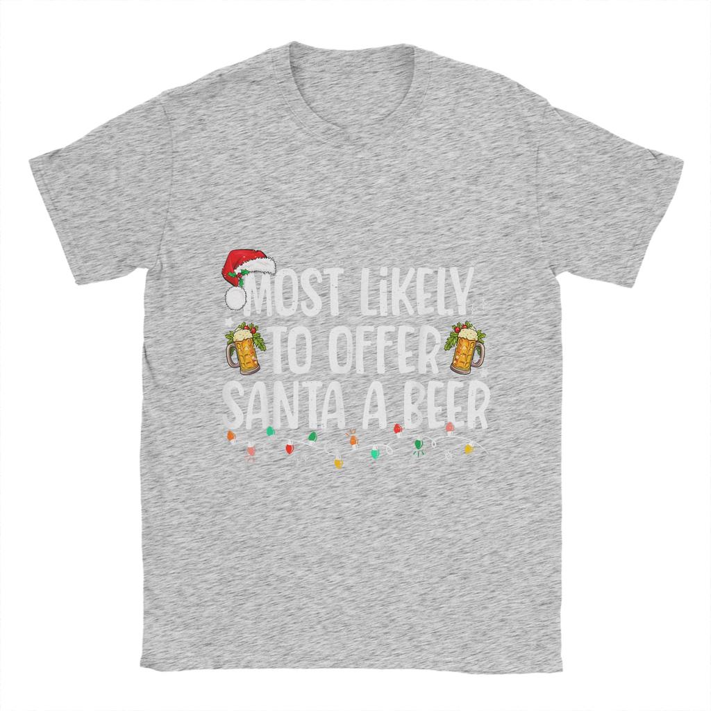 Funny Christmas and beer T-Shirts Men O Neck 100% Cotton T Shirts  Short Sleeve Tees Summer Clothes