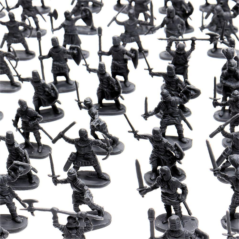 24pcs 2.7cm Grey Medieval Knights Action Figure Set, Random Style Mini Soldier Ornaments for War Scene & Collection Decor YMY