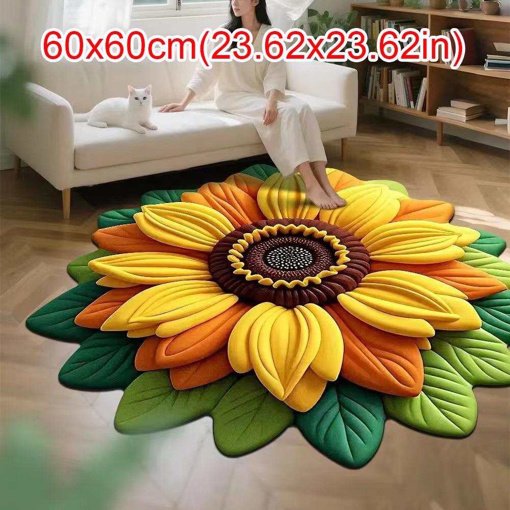 Special-shaped Sunflower Carpet Soft Flower Carpet  for Living Room Tea Table Bedside