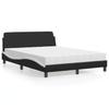 Vidaxl Bed With Mattress, Black-White, 140X200 Cm, Faux Leather