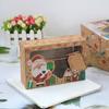 3/6/9/12pcs Kraft Paper Candy Boxes Merry Christmas Cookie Gift Box Clear Window Packaging Bag Party Favor New Year Decoration