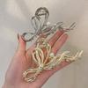 Large Bowknot Pearl Hair Clips Claw For Women Metal Gold Silver Korea Jewelry Accessories Head Piece Gift