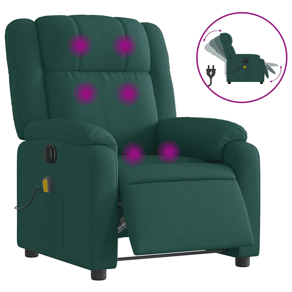 Electric Massage Chair Dark Green Fabric