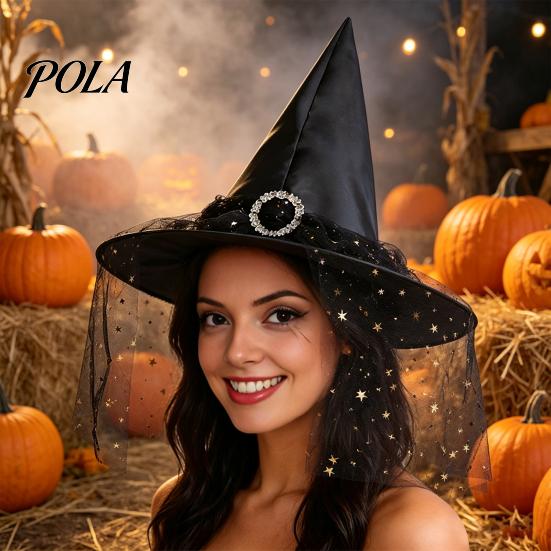 Lightweight Fabric Witch Hat Steeple Halloween Hat, with Lace Edge, Pointed Breathable Headwear, for Cosplay Party Costume Performance