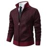 Men's Stand-Up Collar Knitted Cardigan - Thick Ribbed Velvet Sweater for Autumn/Winter (Middle-Aged & Elderly)