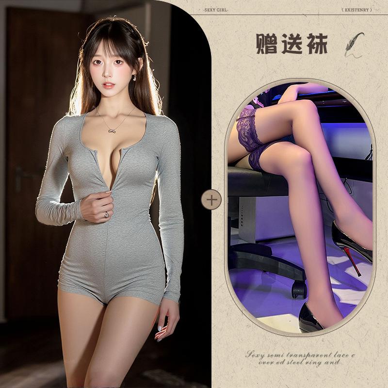Sexy lingerie sexy yoga suit double-ended zipper outdoor free temptation uniform