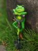 1pc Frog Gnome Shovel Garden Bonsai Craft Decorations Lipid Insert Home Outdoor Flowerpot Decor Creative Craft Decorative Item