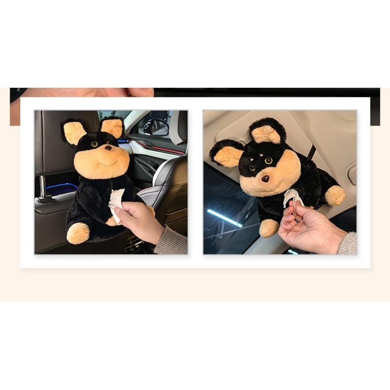 Cute Plush Bee Dog Creative Multi Functional Hanging Car Tissue Box