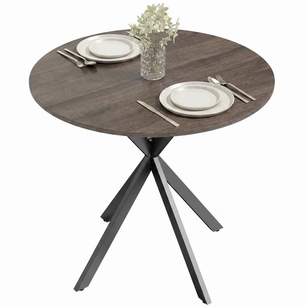80cm Industrial Round Dining Table - Brown
