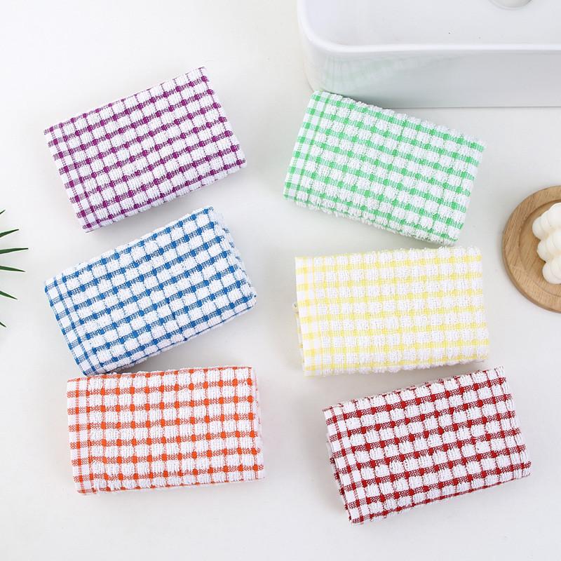 Polyester Plaid Tea Towel For Kitchen Cleaning And Home Use