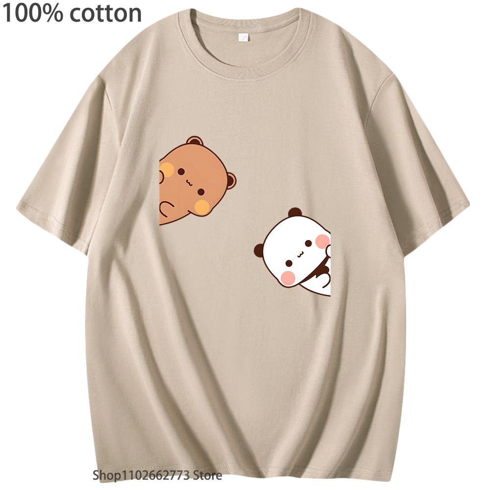 Bubu Dudu Shirt Couple Tops Cartoon Panda Bear Women Men Summer T-Shirts Kawaii Cotton Tshirt Korean Tees Harajuku