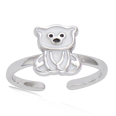 Children's Silver Ring 'Polar Bear' White (rhodium) - 9x8 Mm