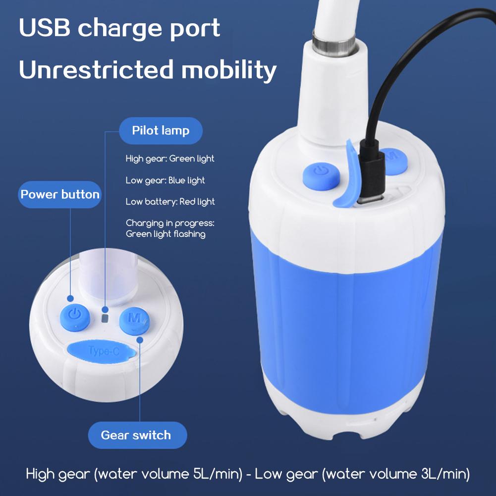 Portable Camping Shower Pump,Usb Rechargeable Electric Shower,Adjustables Mode Compact Camping Pumps For Outdoor Camping