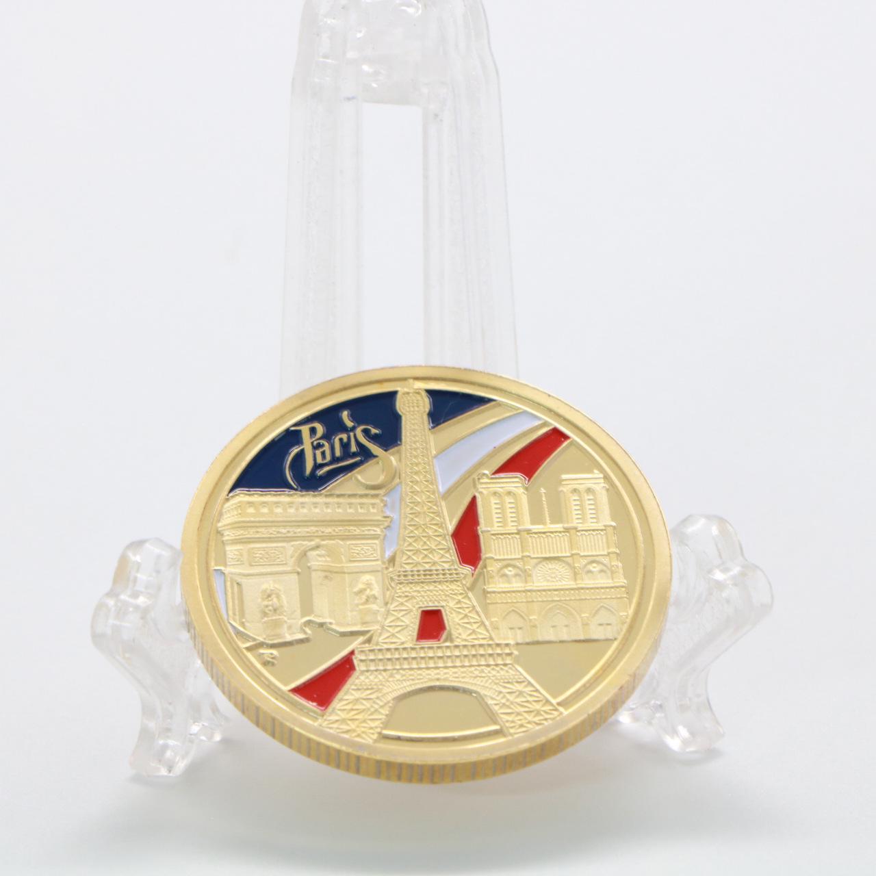 Париж Нотр-Дам Эйфелева башня Памятная монета Медаль золотой