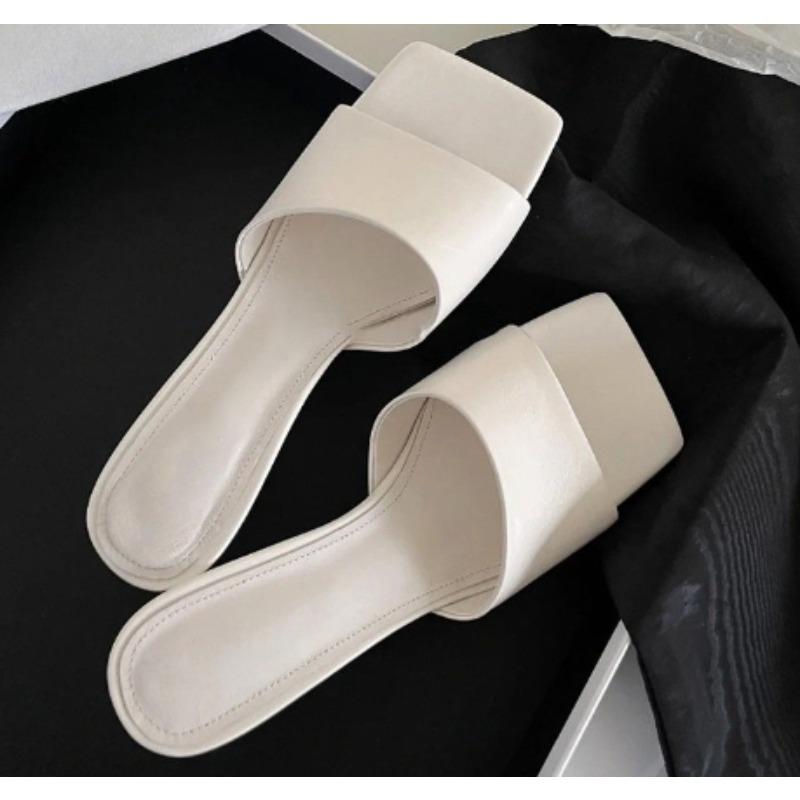 Summer New Style Women's Wedges Heel Slippers Elegant Square Toe Slip on Slides Outdoor Dress Street Style Shoes Zapatos Mujer