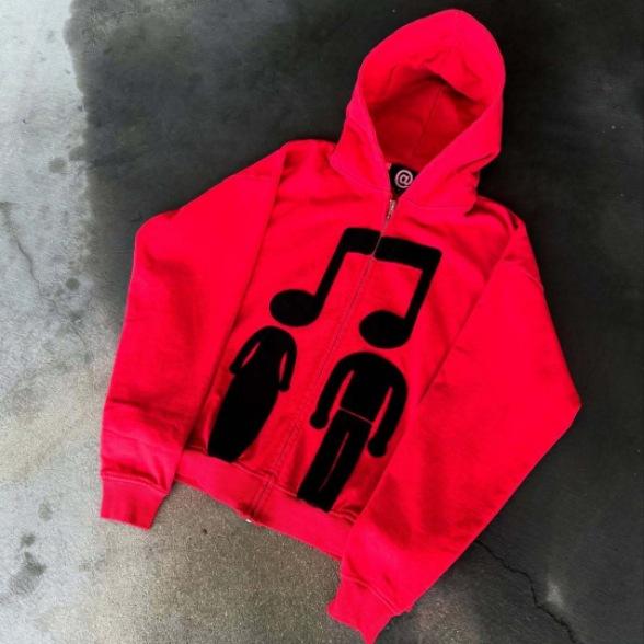 Pullover mit Reißverschluss Musiker Aufdruck Hoodie Frühling und Herbst Pullover Lockere Paarkleidung Jacke