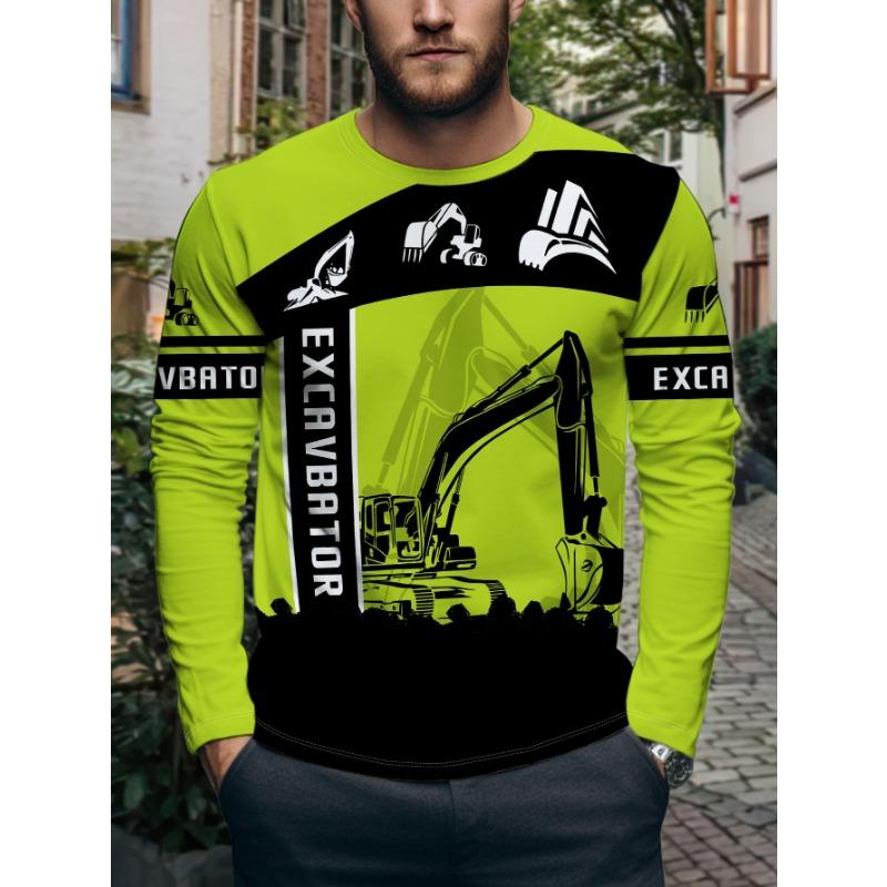 Men's Racing Style Crew Neck Long Sleeve T-Shirt Sports Trendy Letter Print Top Casual Versatile Base Layer,