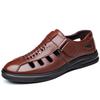 Summer New Designer Hollow Out Lightweight Breathable Sandals Cowhide Comfortable Fashionable Men's Round Toe Soft Sole Loafers
