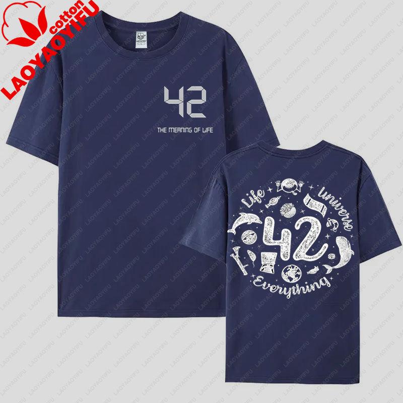 42 Leben Universum Alles Lustig T-Shirt Vintage Heißer Verkauf Beliebt Grafische T-Shirts Unisex Unisex Retro Stil Streetwear Harajuku