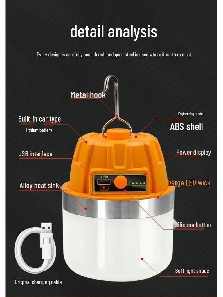 High-Power LED Camping & Emergency Light with Durable Bulb for Night Markets & Power Outages