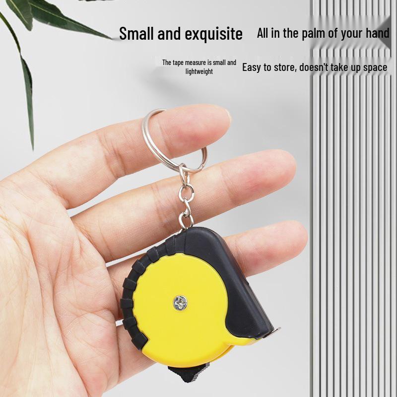 Compact Retractable Steel Tape Measure Keychain - 1m Soft Tape, 5m Double Scale (Metric/Imperial)