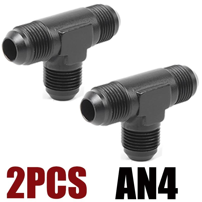 2Pcs Aluminum Flare Tee Fittings AN4 AN6 AN8 AN10 AN12 Male With 4 6 8 10 12 AN Female Swivel On Side Male To AN Female Adaptor
